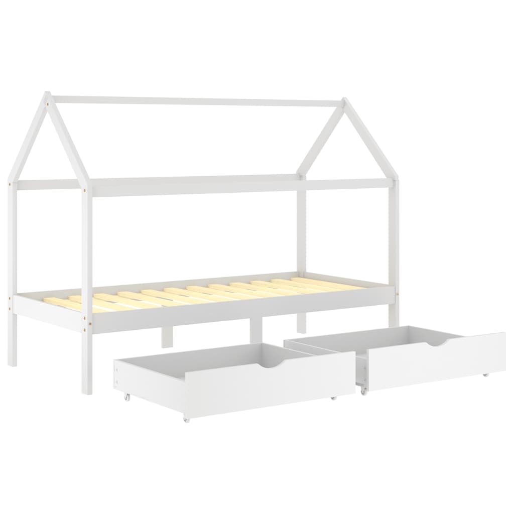 Lit cabane avec double tiroir - Rêverie / Blanc