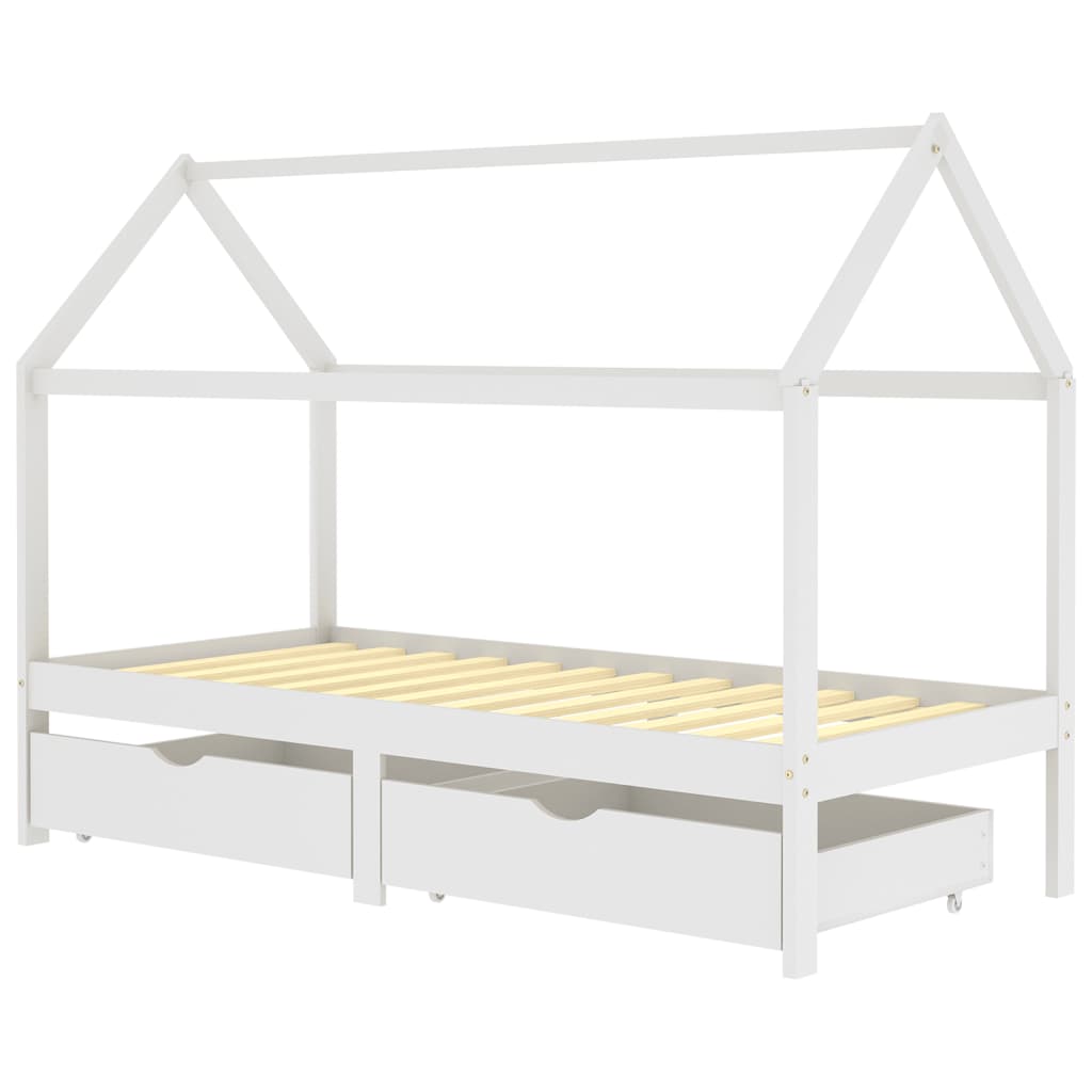 Lit cabane avec double tiroir - Rêverie / Blanc